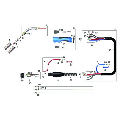 Горелка Autogen Ritter M-AR 550W 4 м, жидкостное охлаждение, 550 А, серая рукоятка