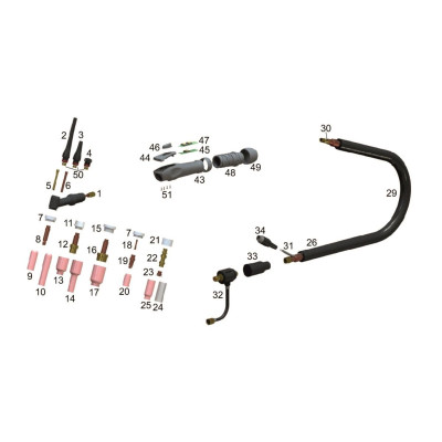 Горелка Autogen Ritter TL 210 3 м, воздушное охлаждение, 200 А